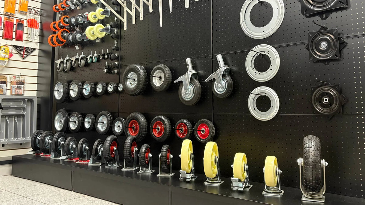 Panel de ruedas en el local de Toolstore