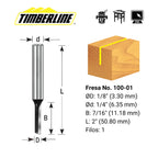 Fresa Recta 1 Filo 1/8" con Vástago 1/4" Timberline 100-01