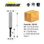 Fresa Recta 1 Filo 1/4" con Vástago 1/4" Timberline 100-02