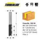 Fresa Recta 2 Filos 3/8" con Vástago 1/4" Timberline 100-34
