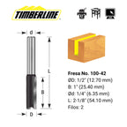 Fresa Recta 2 Filos 1/2" con Vástago 1/4" Timberline 100-42