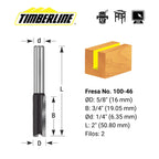 Fresa Recta 2 Filos 5/8" con Vástago 1/4" Timberline 100-46