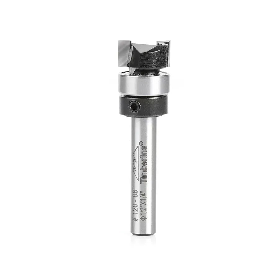 Fresa Copiadora Recta con Rodamiento Superior 2 Filos 1/2" (12,7 mm) x 6 mm Vástago 1/4" Timberline 120-08