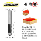 Fresa Recta Copiadora 2 Filos 3/8" con Vástago 1/4" Timberline 190-10