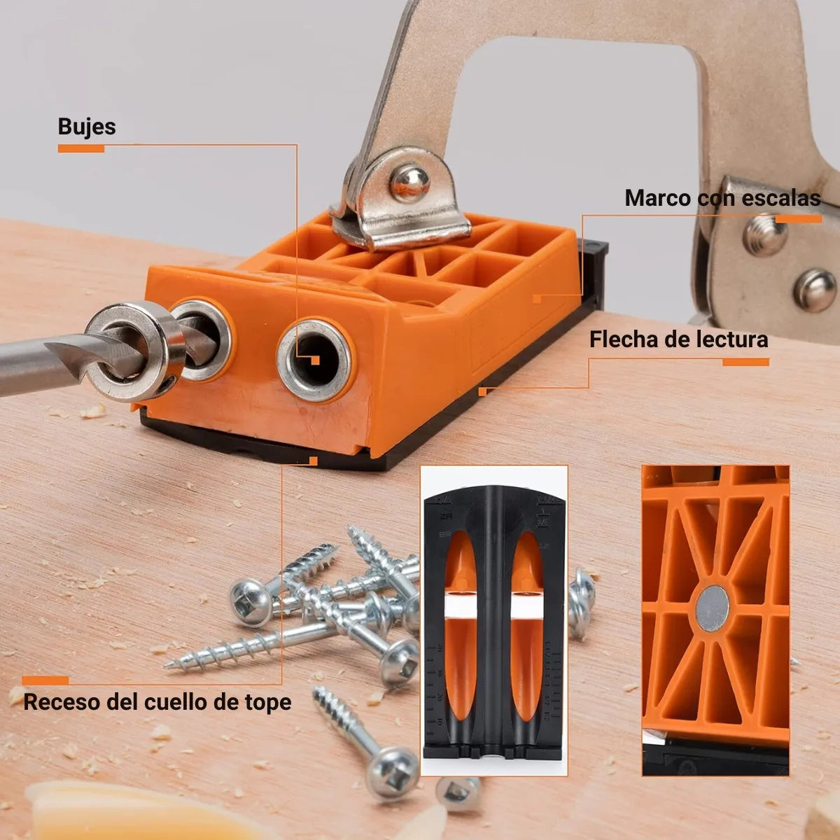 Kit Guía de Perforación para Uniones Ocultas en Madera 125 Piezas Kseibi