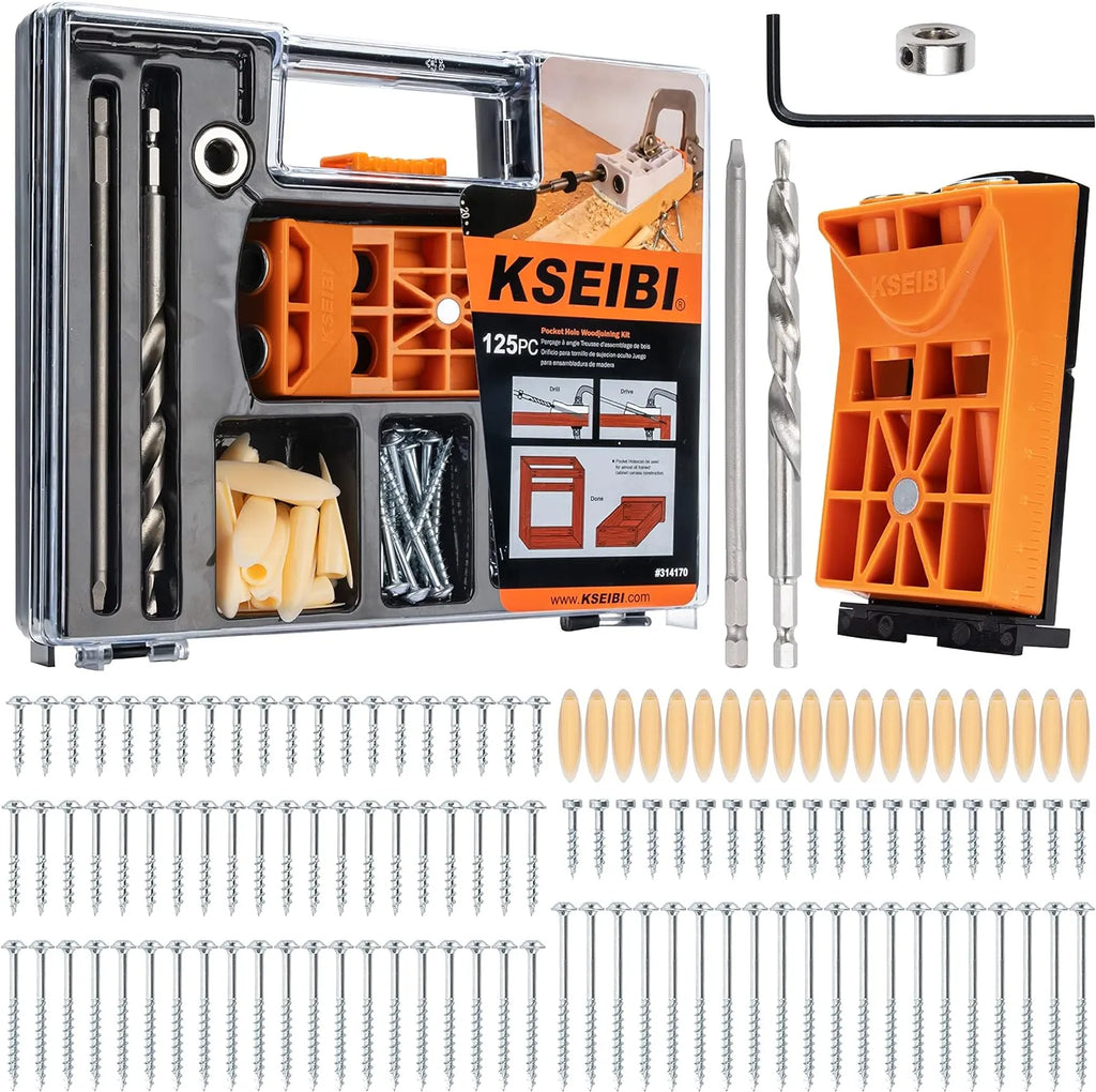 Kit Guía de Perforación para Uniones Ocultas en Madera 125 Piezas Kseibi