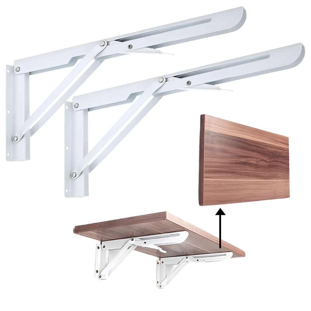 Set 2 Escuadras Soportes Abatibles Plegables Blancas