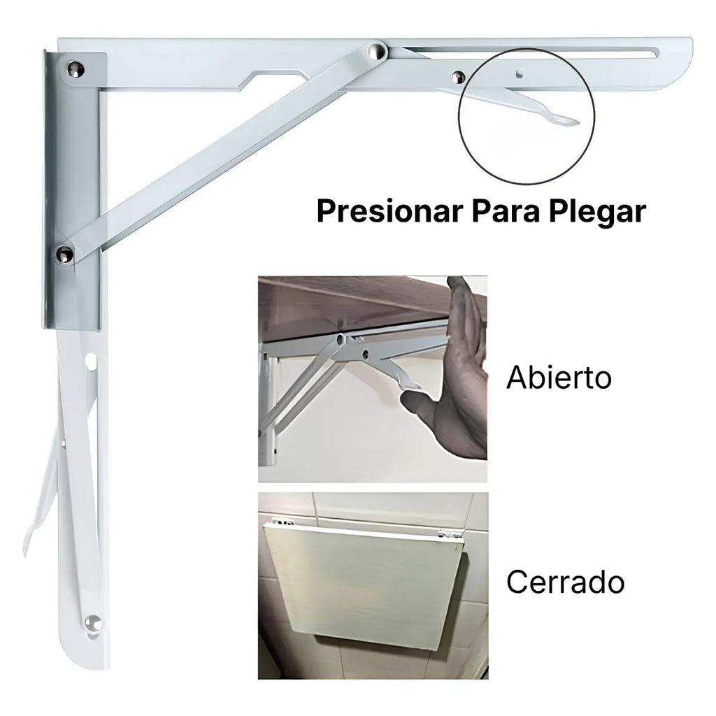 Set 2 Escuadras Soportes Abatibles Plegables Blancas
