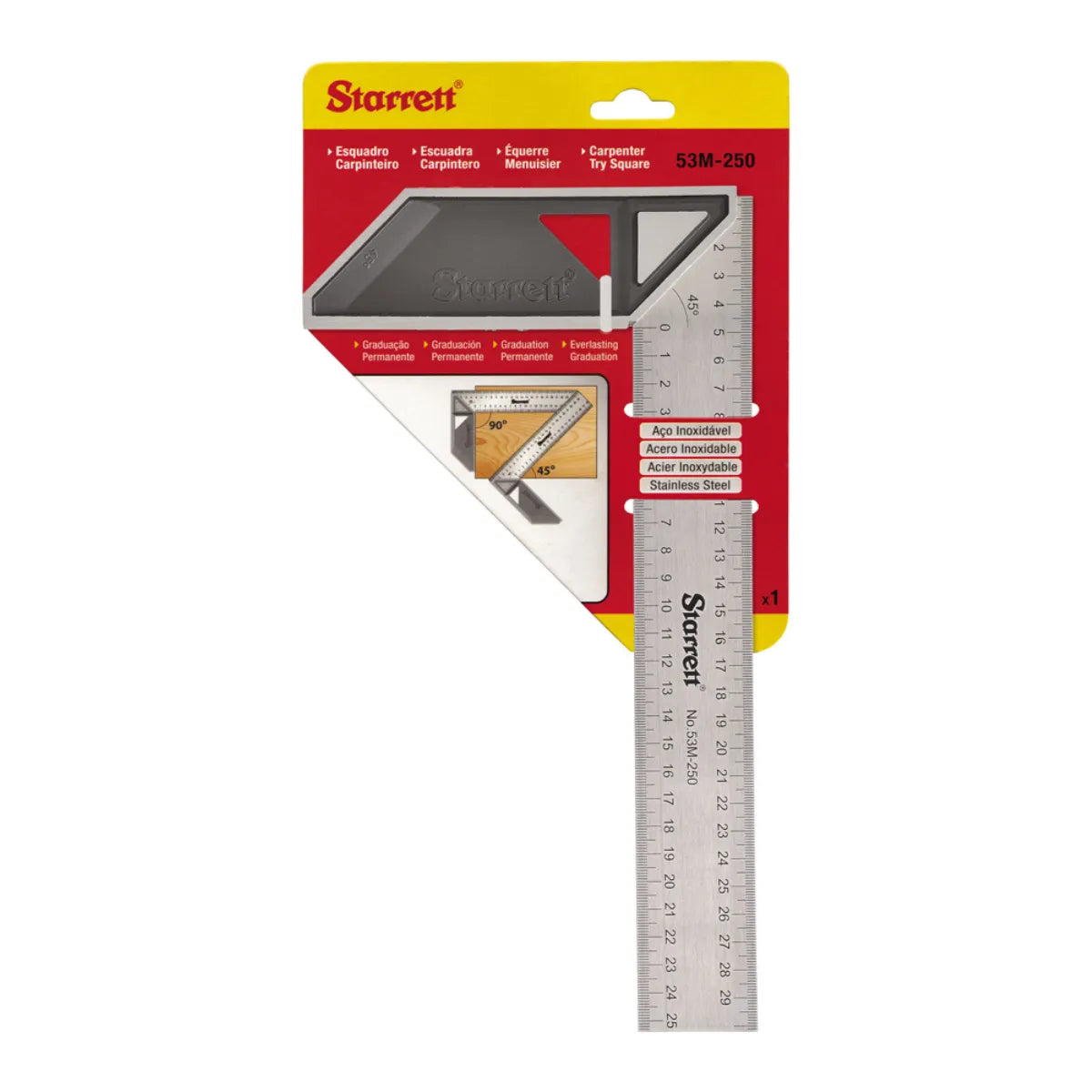 Escuadra Carpintera Acero Inoxidable 250mm Starrett 53M-250