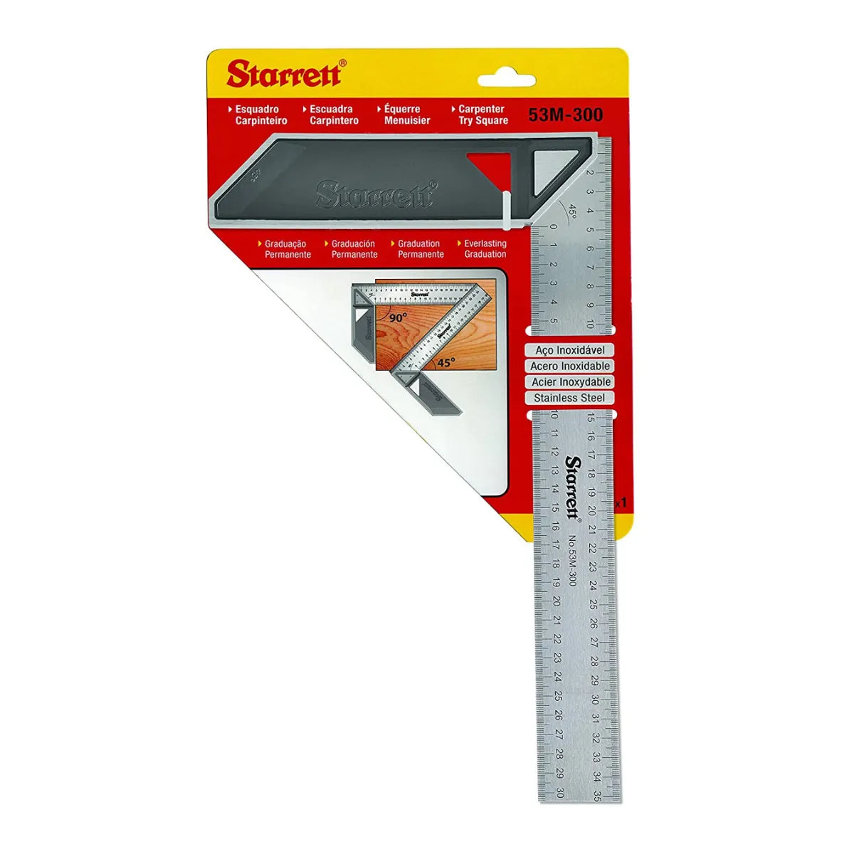 Escuadra Carpintera Acero Inoxidable 300mm Starrett 53M-300