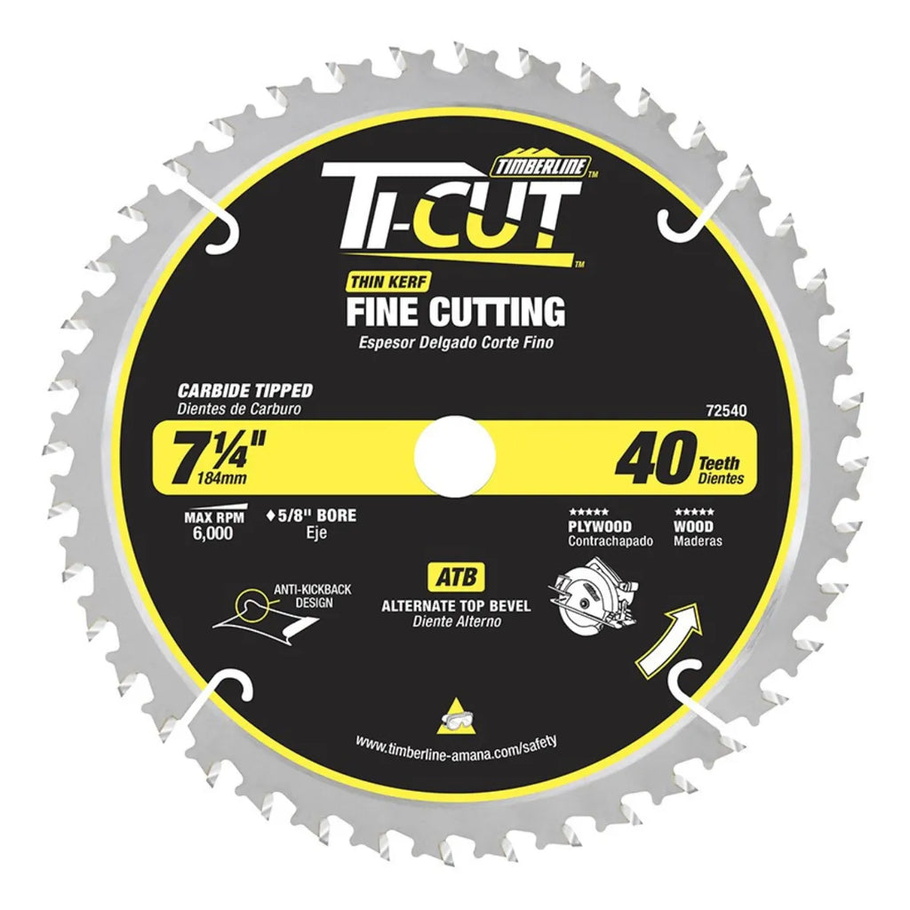 Disco Sierra Circular 7-1/4" x 5/8" Corte Fino 40T ATB Timberline 72540