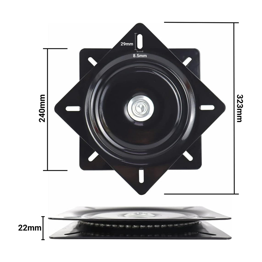 Base Giratoria Cuadrada Negra 10 Pulgadas (240 x 240 mm)