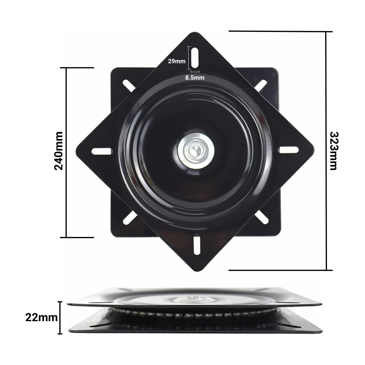 Base Giratoria Cuadrada Negra 10 Pulgadas (240 x 240 mm)