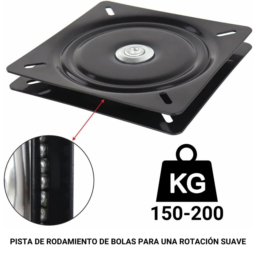 Base Giratoria Cuadrada Negra 10 Pulgadas (240 x 240 mm)