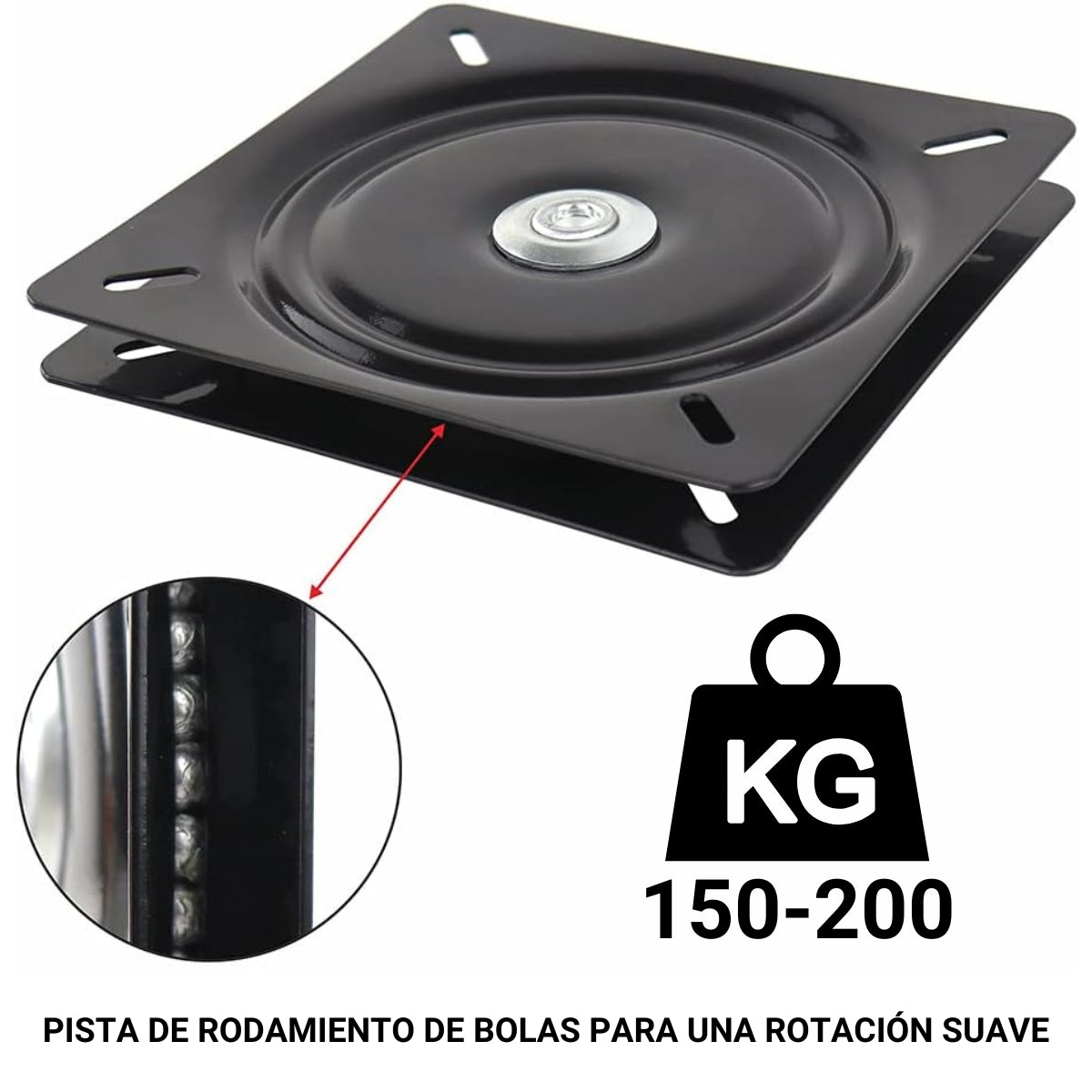 Base Giratoria Cuadrada Negra 10 Pulgadas (240 x 240 mm)