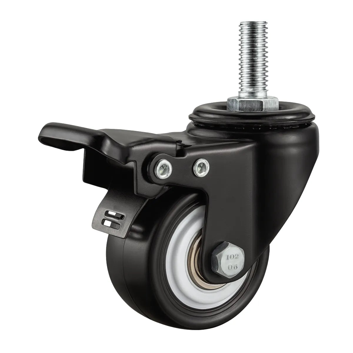 Rueda Industrial de PVC Negra con Hilo