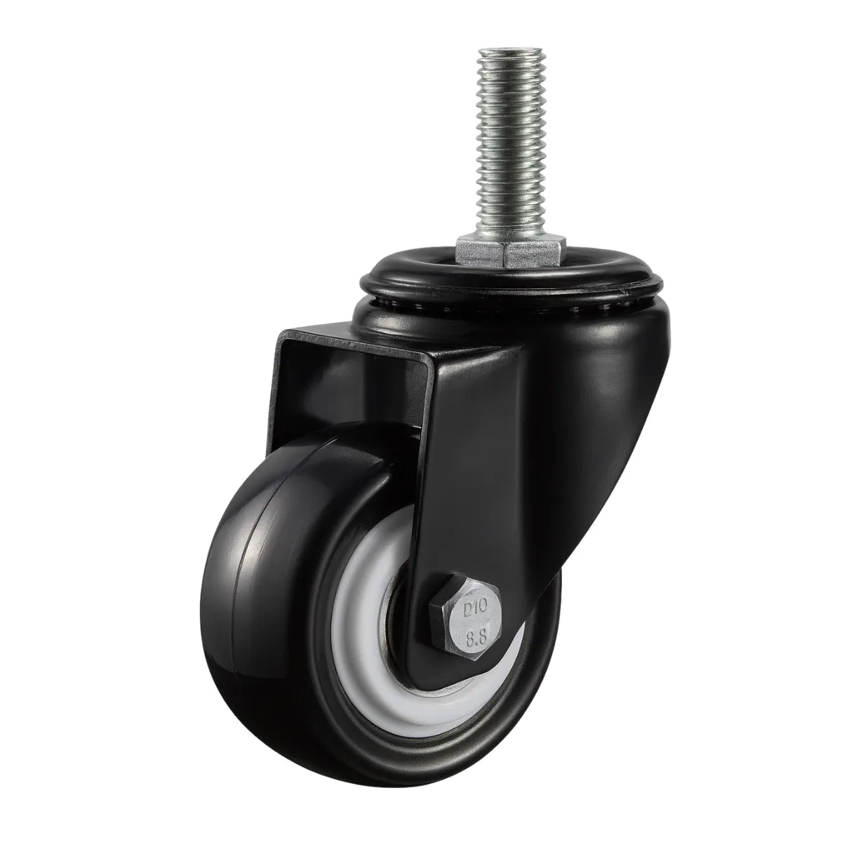 Rueda Industrial de PVC Negra con Hilo