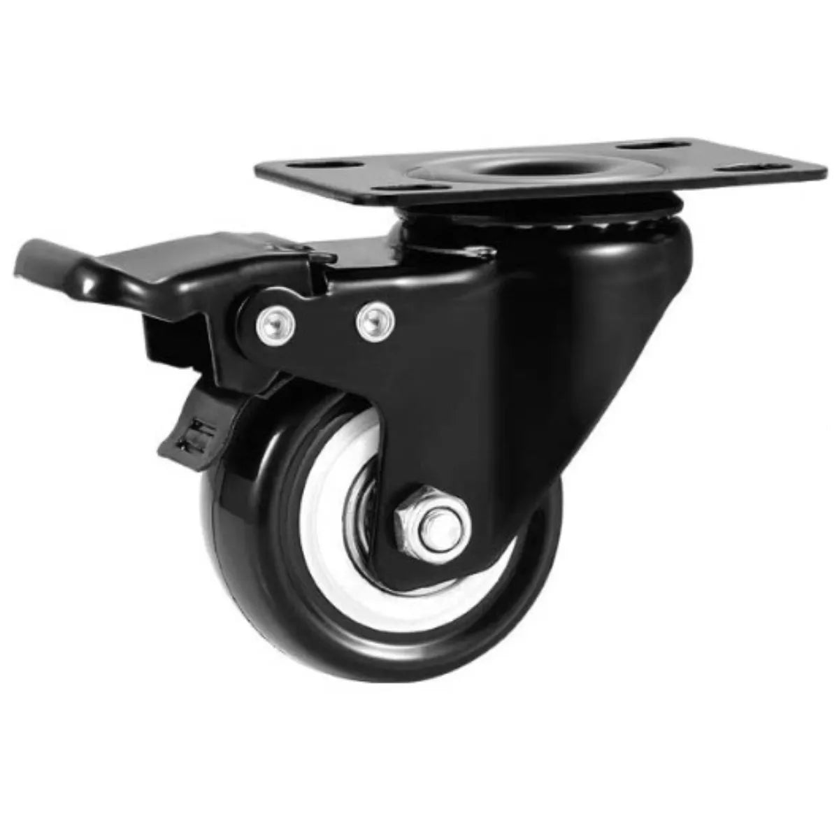 Rueda Industrial de PVC Negra con Placa Atornillable