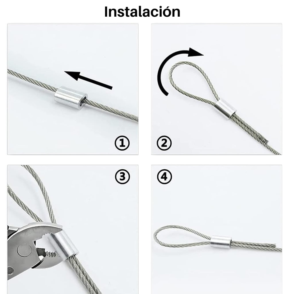 Abrazadera Casquillo Aluminio Cable Acero 12 Unidades