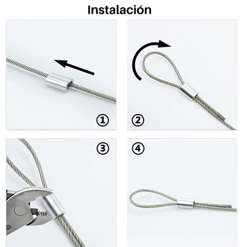 Abrazadera Casquillo Aluminio Cable Acero 12 Unidades