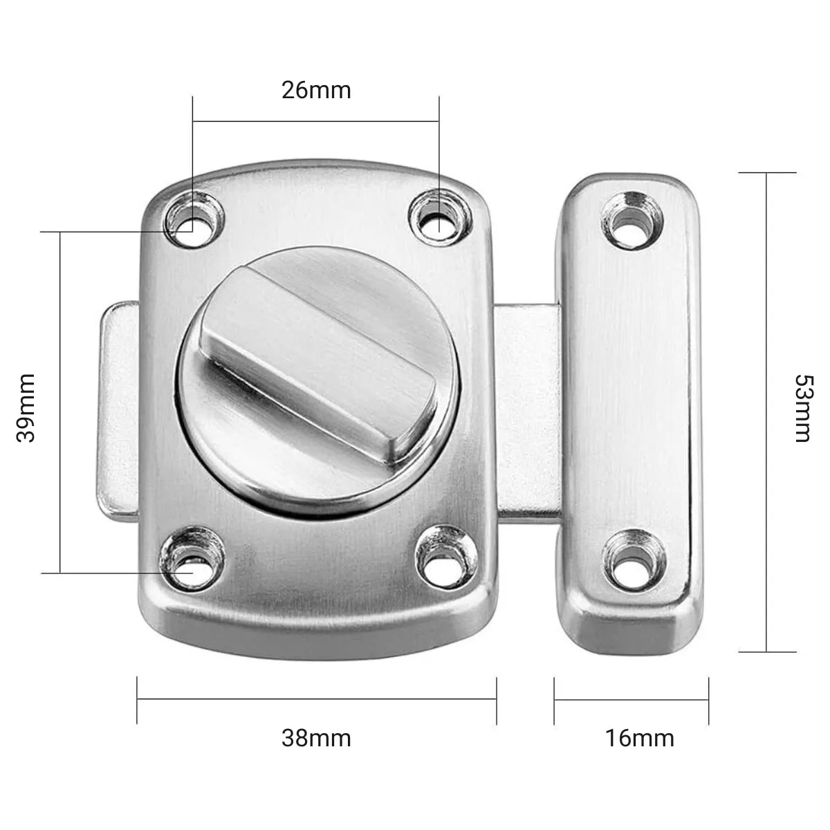 Pestillo Giratorio de Seguridad para Puerta Reversible Izquierda/Derecha