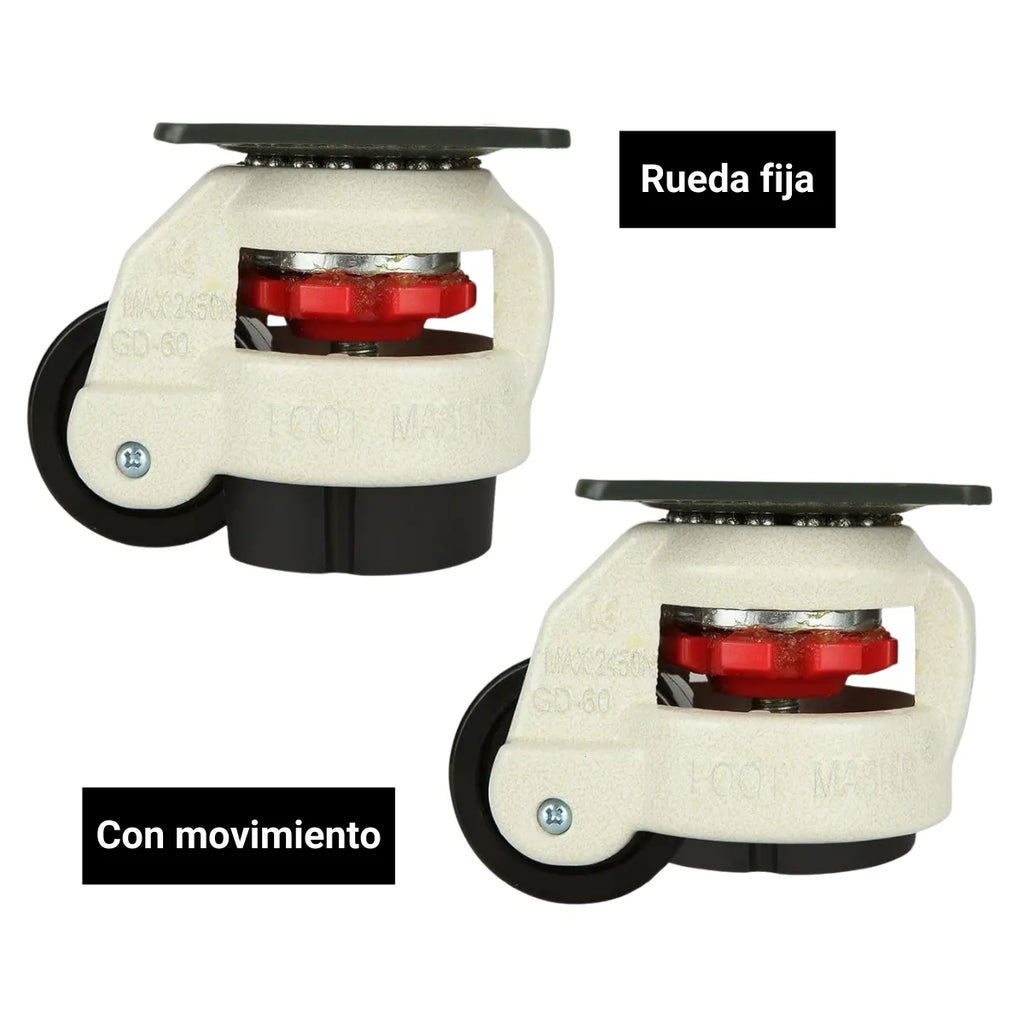 Rueda Con Nivelacion Carga Pesada GD-60F con Placa