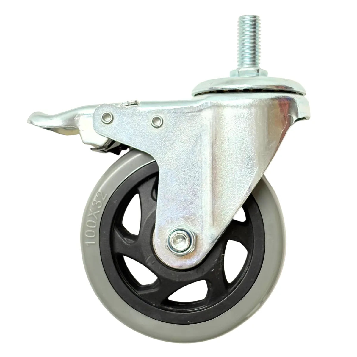 Rueda Industrial de PVC Gris con Hilo M12