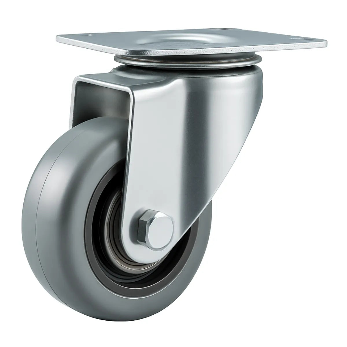 Rueda Industrial de PVC Gris con Placa Atornillable