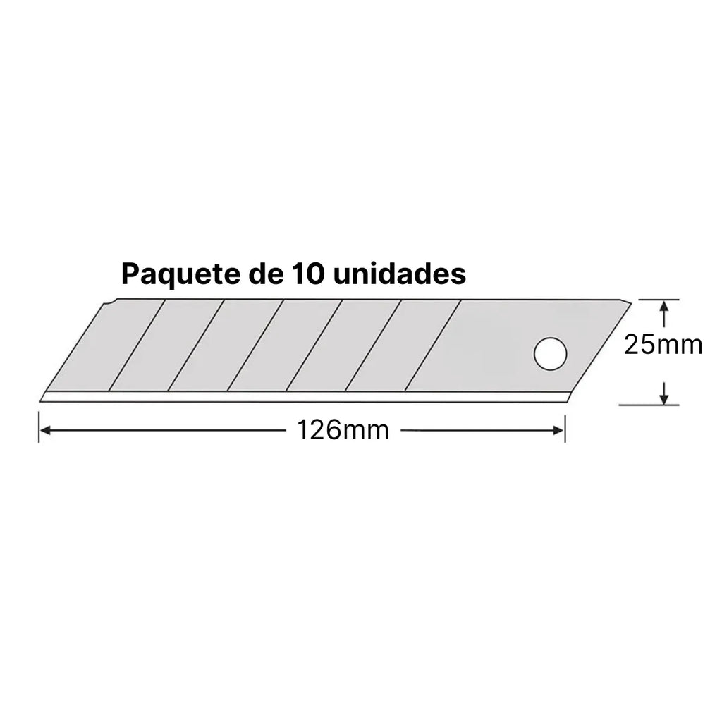 Estuche 10 Hojas de Repuesto para Cuchillo Cartonero 25mm SK4 ASSIST