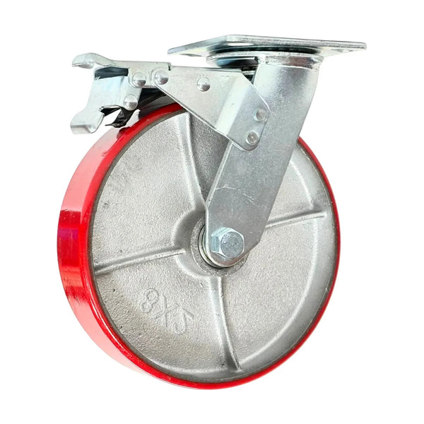 Rueda de Hierro/PU Roja Reforzada con Placa