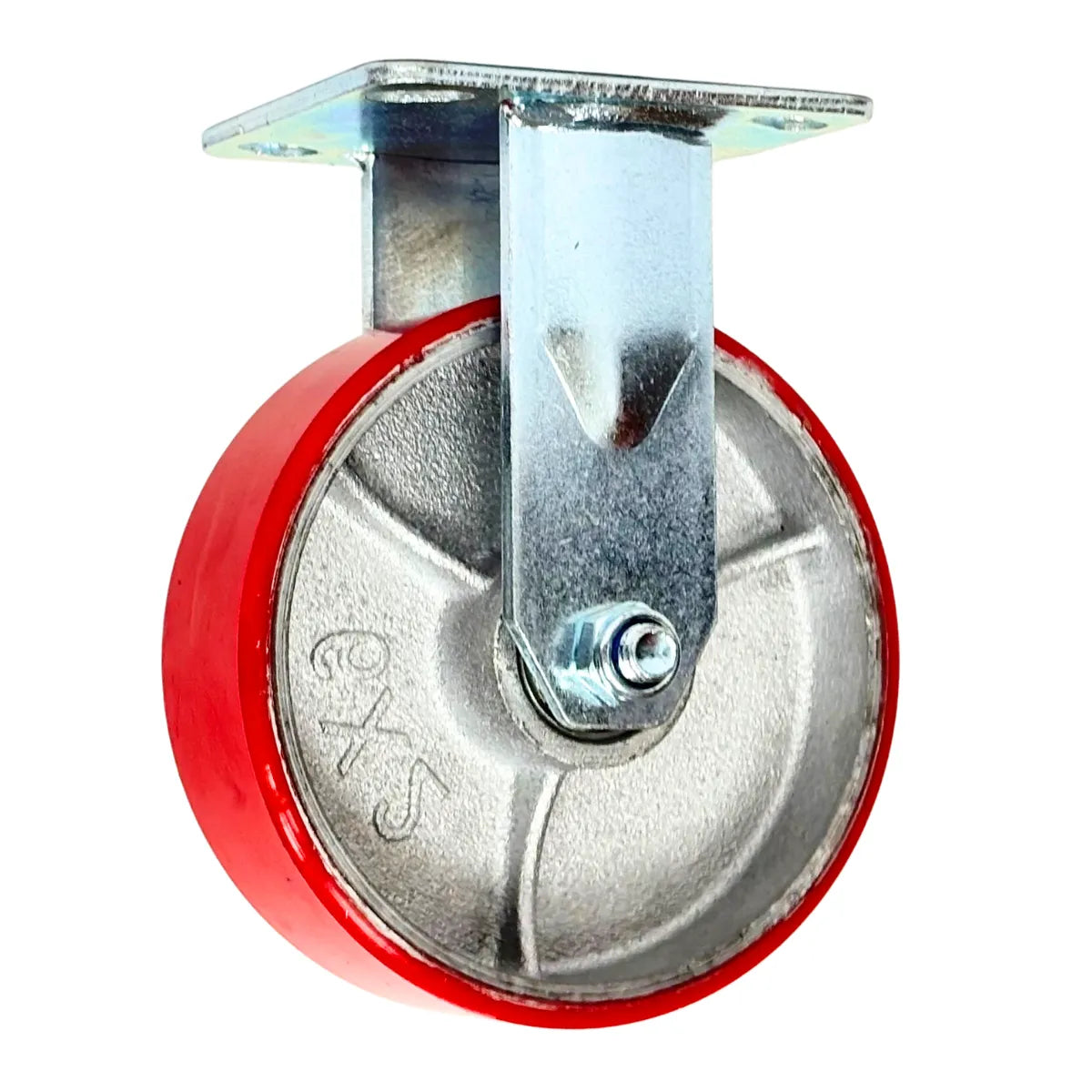 Rueda de Hierro/PU Roja Reforzada con Placa