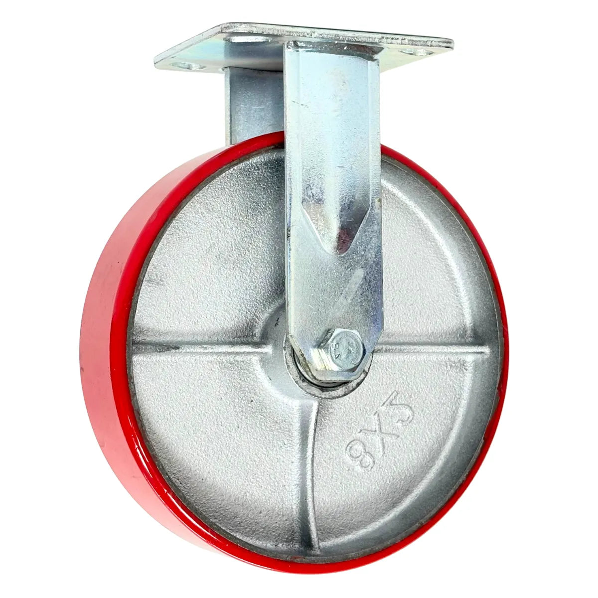 Rueda de Hierro/PU Roja Reforzada con Placa