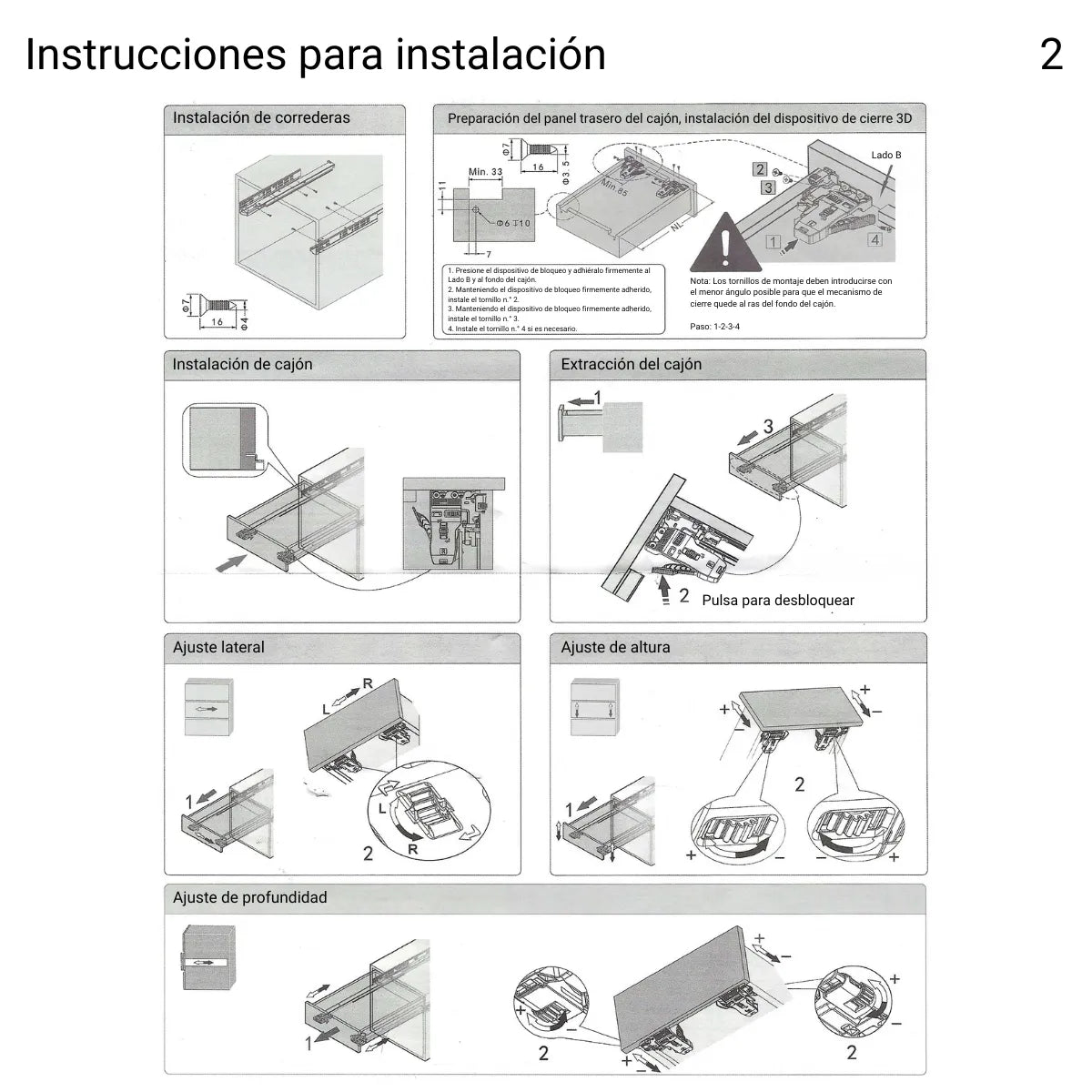 Correderas Ocultas Extención Total 3D Cierre Suave Par