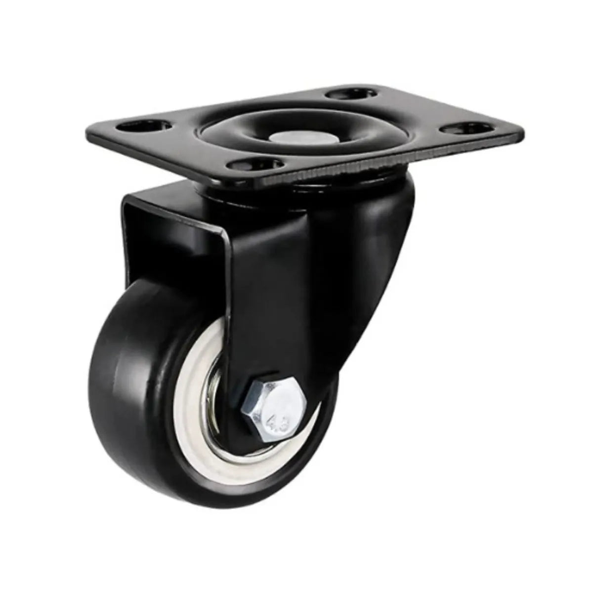 Rueda Industrial de PVC Negra con Placa Atornillable
