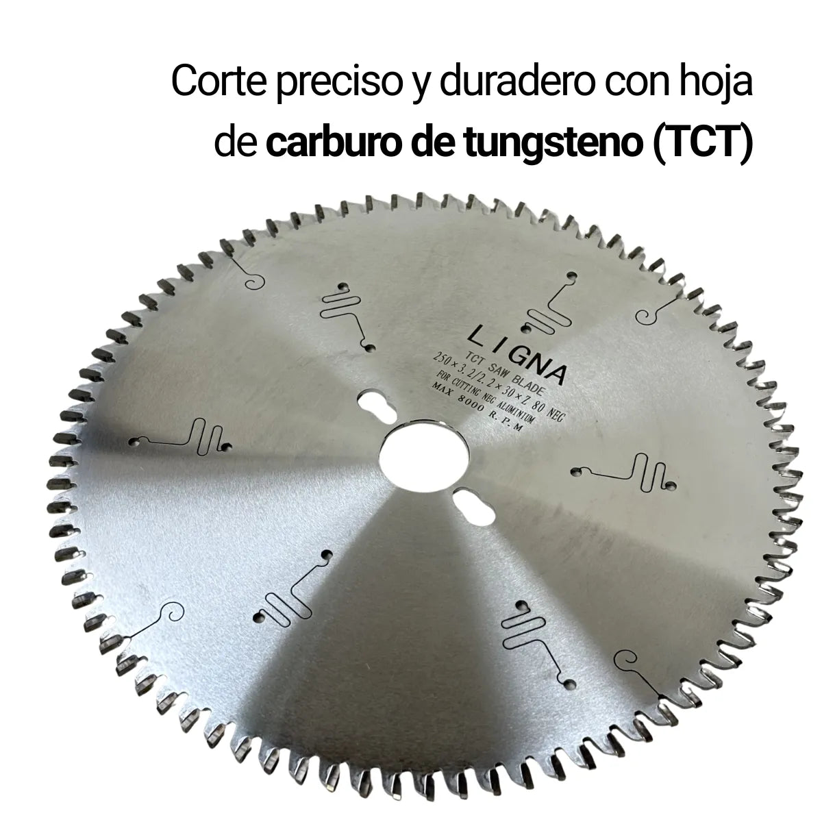 Disco Sierra Circular 250" x 3.2/2.2 x 30mm NEG Aluminio 80T Ligna