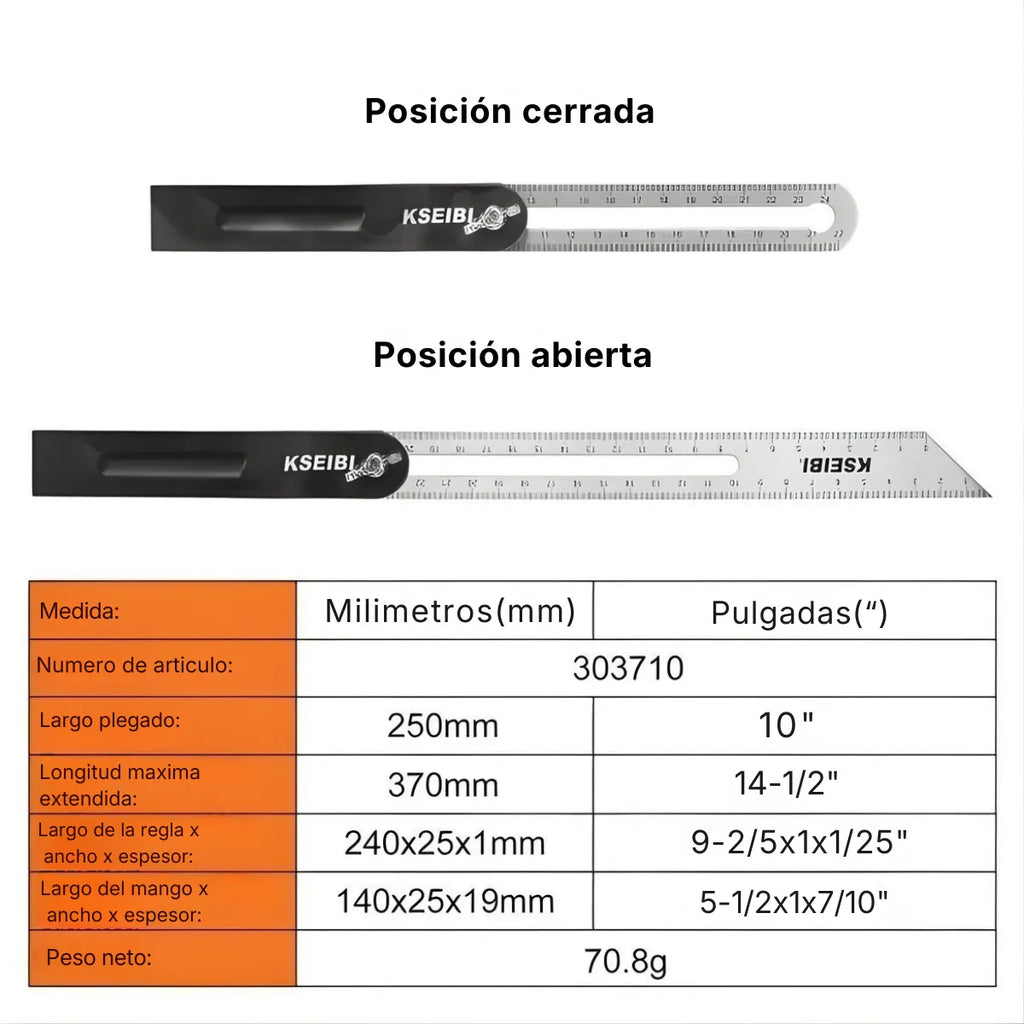 Falsa Escuadra Escantillón 10" (250mm) Kseibi #303710