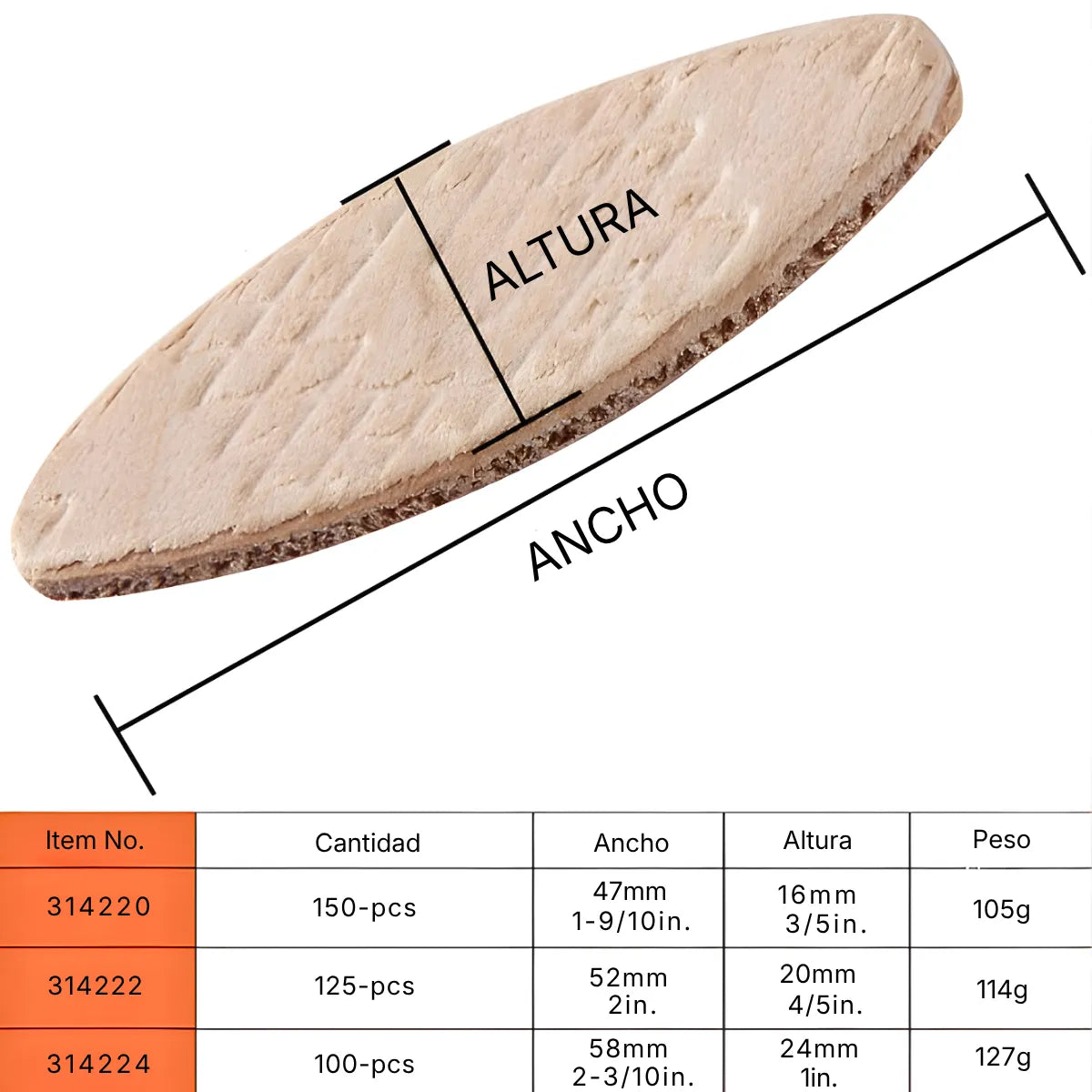 Tarugos Galleta de Madera Maciza para Ensambles Kseibi