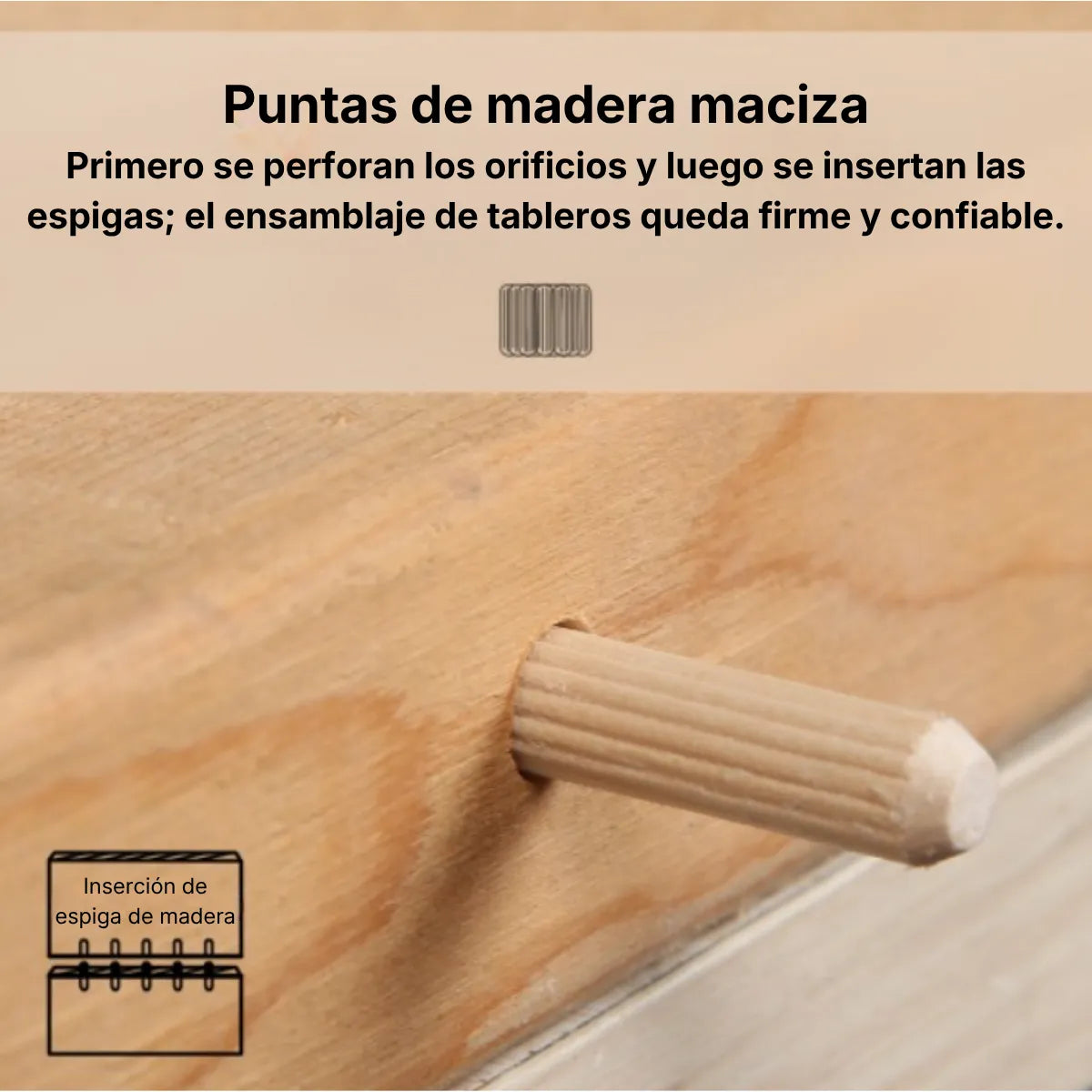 Tarugos de Madera Maciza Estriados para Ensambles Kaseibi