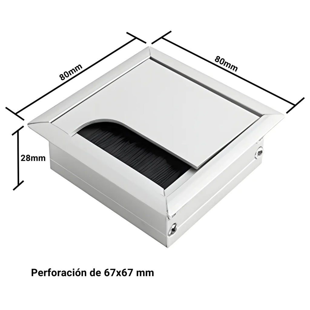 Pasacable Cuadrado Embutido 80x80 mm con Cepillo