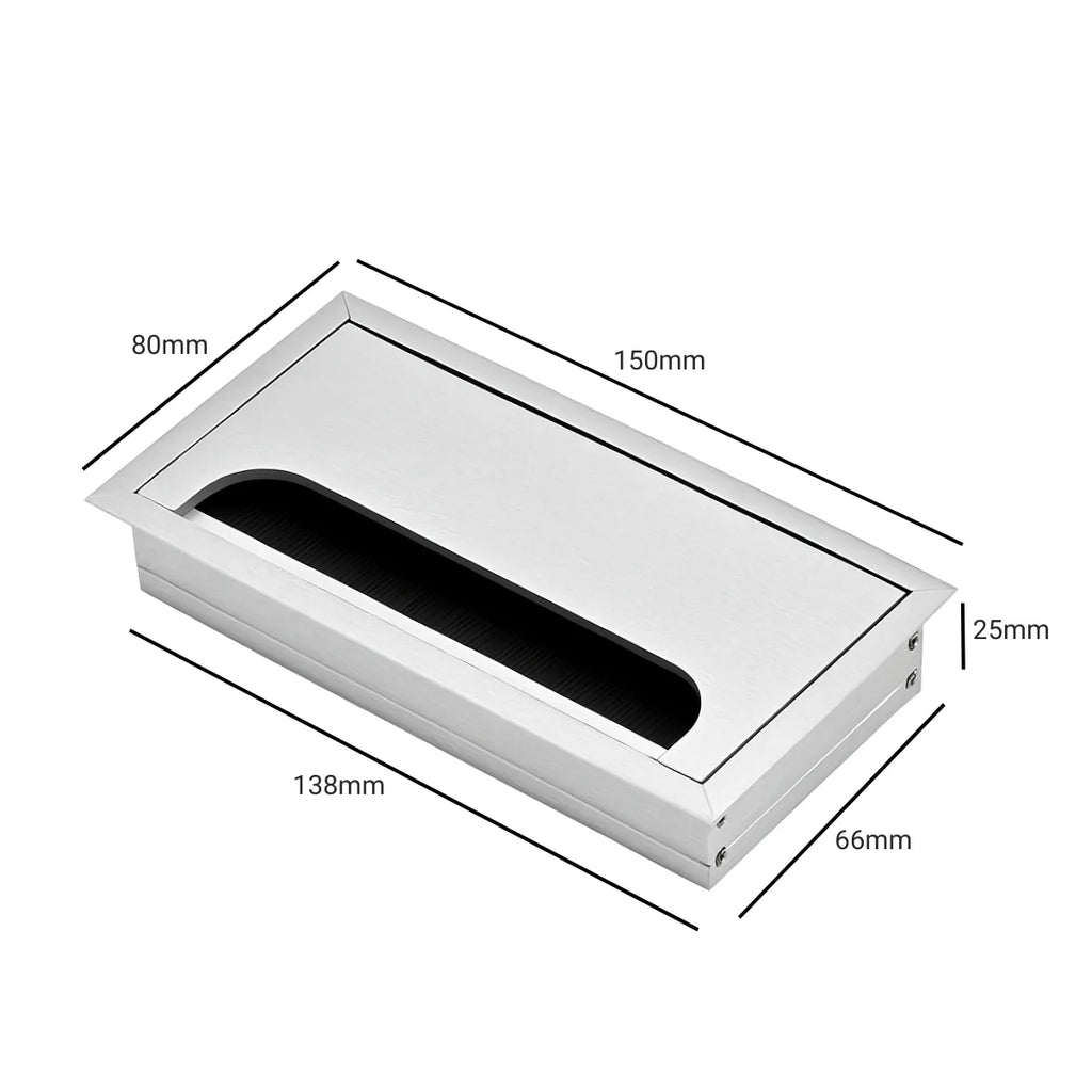 Pasacable Rectangular Embutido 80x150 mm con Cepillo