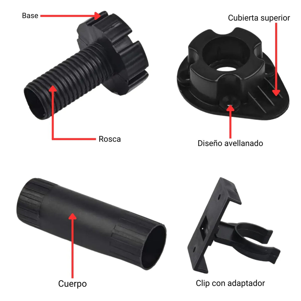 Pata Regulable para Zócalo de Cocina Negra 100mm / 130mm 4 unidades