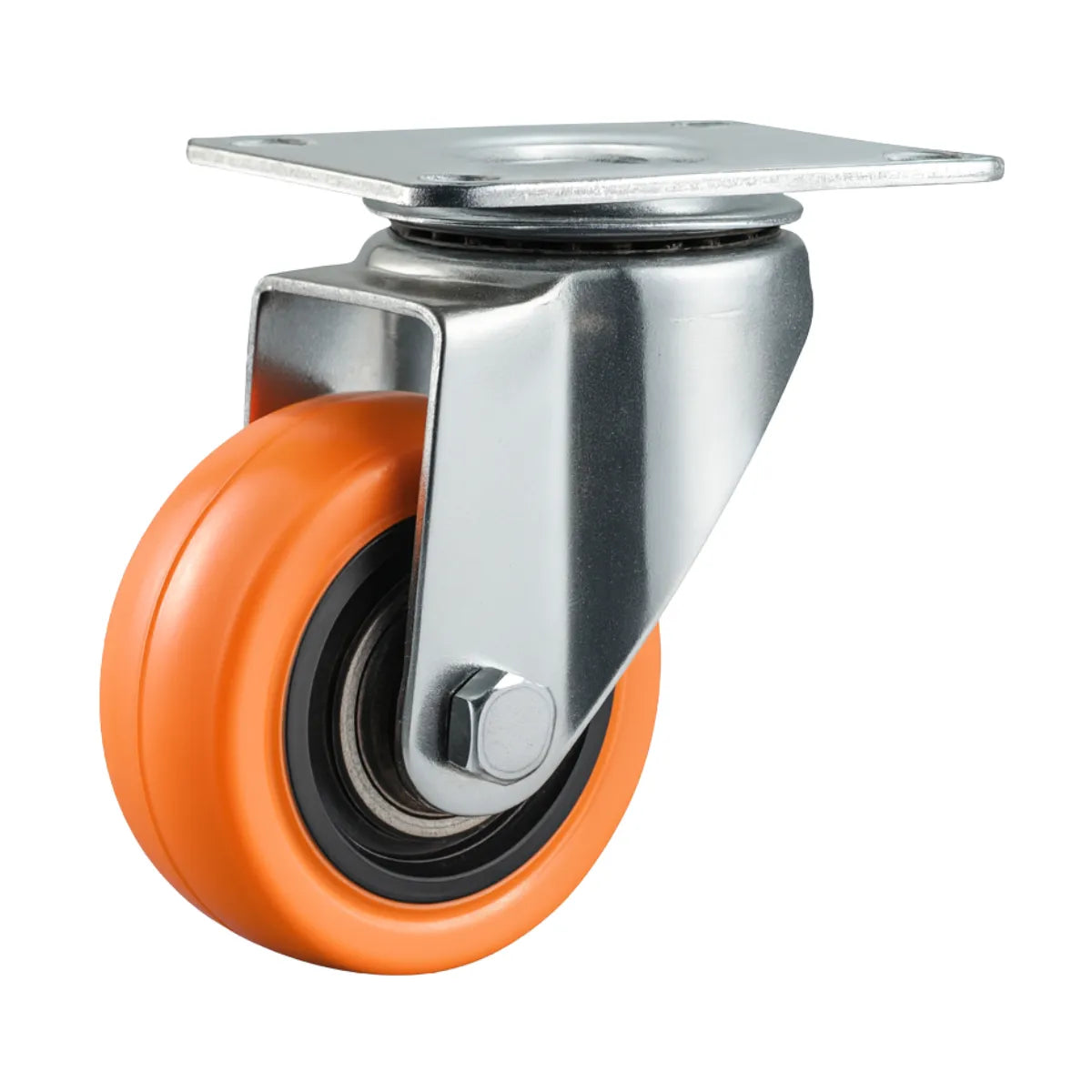 Rueda Industrial de PVC Naranja con Placa Atornillable