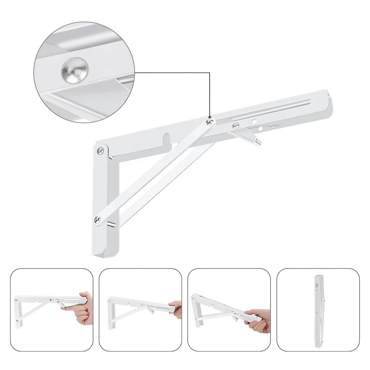 Set 2 Escuadras Soportes Abatibles Plegables Blancas