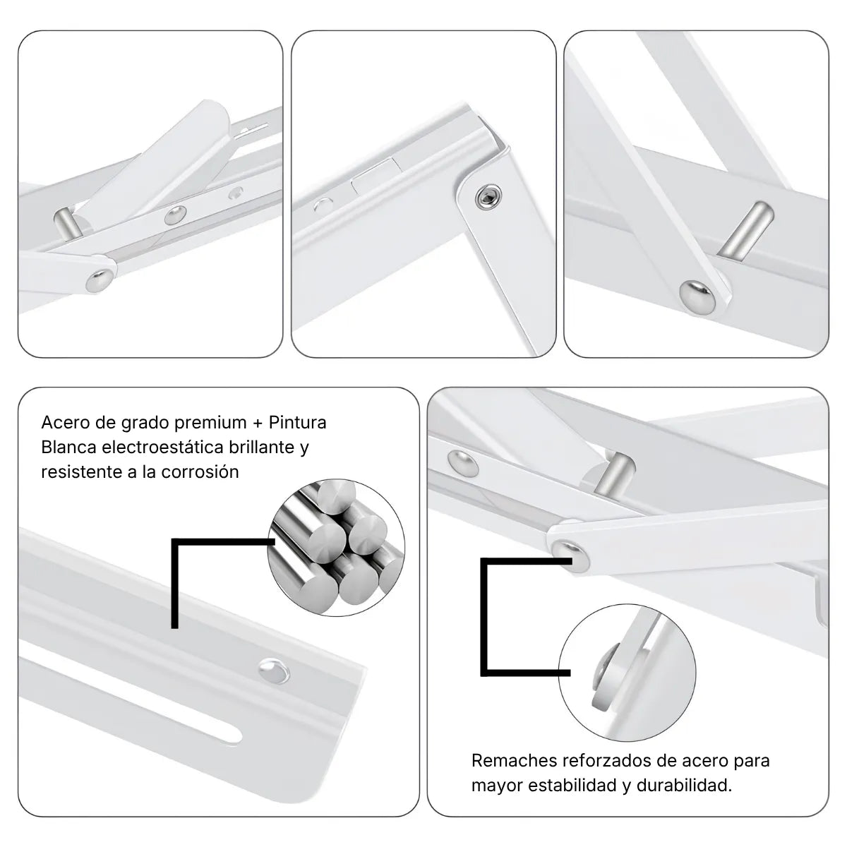 Set 2 Escuadras Soportes Abatibles Plegables Blancas