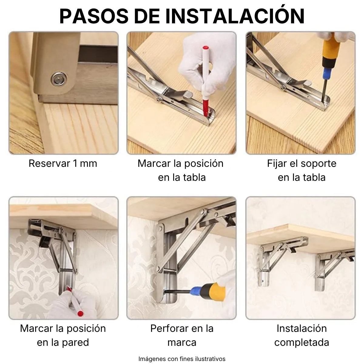 Set 2 Escuadras Soportes Abatibles Plegables Blancas