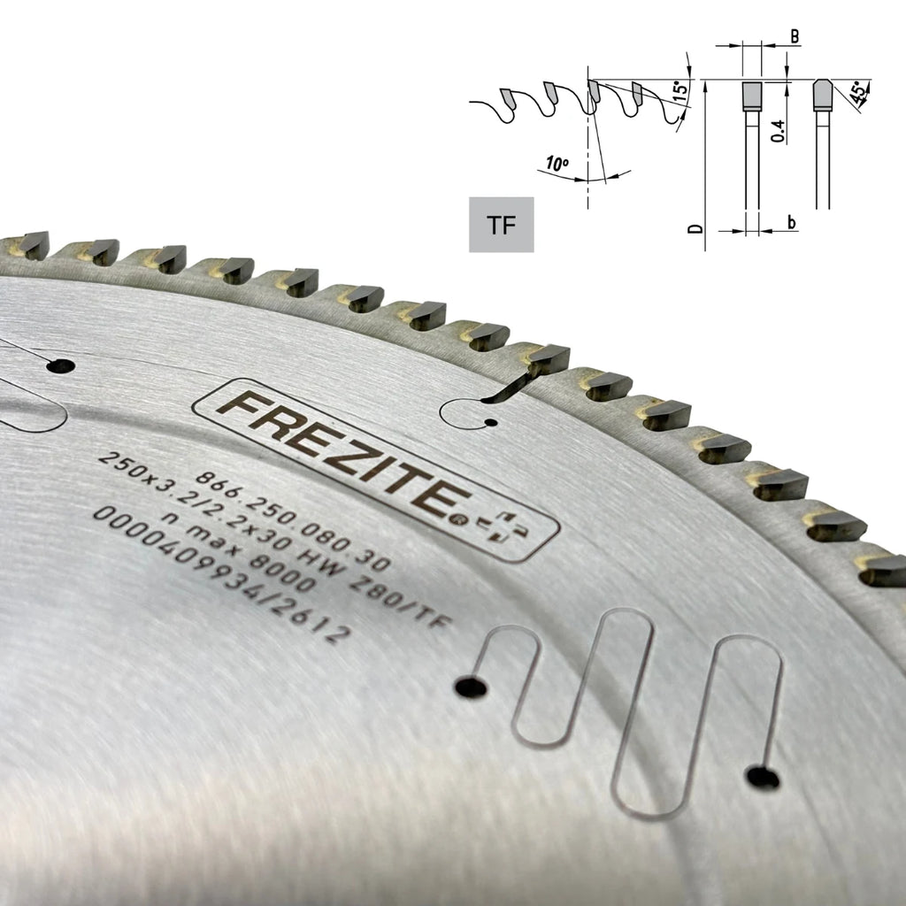 Disco sierra circular Frezite 250 mm 80 dientes TF