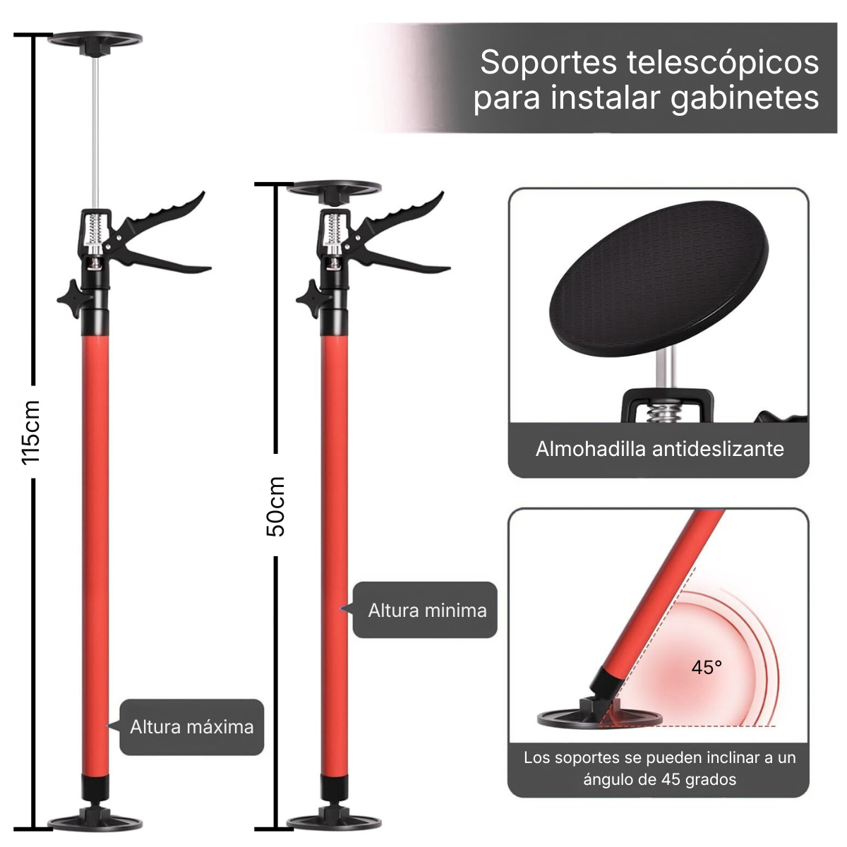 Soporte Telescópico para Instalación de Gabinetes y Paneles 50-115cm 30kg