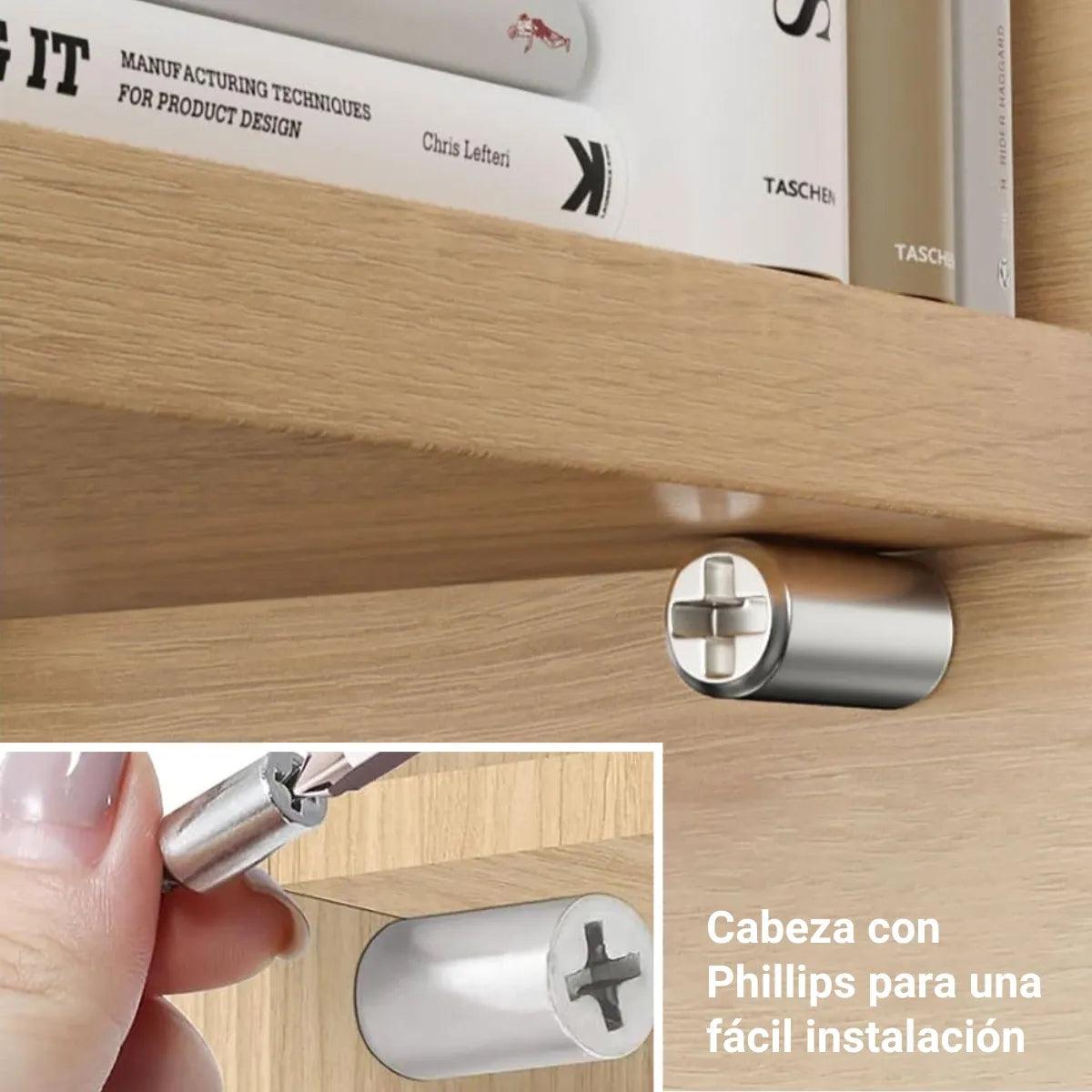 Soporte para Repisa con Tornillo y Goma 100 Unidades