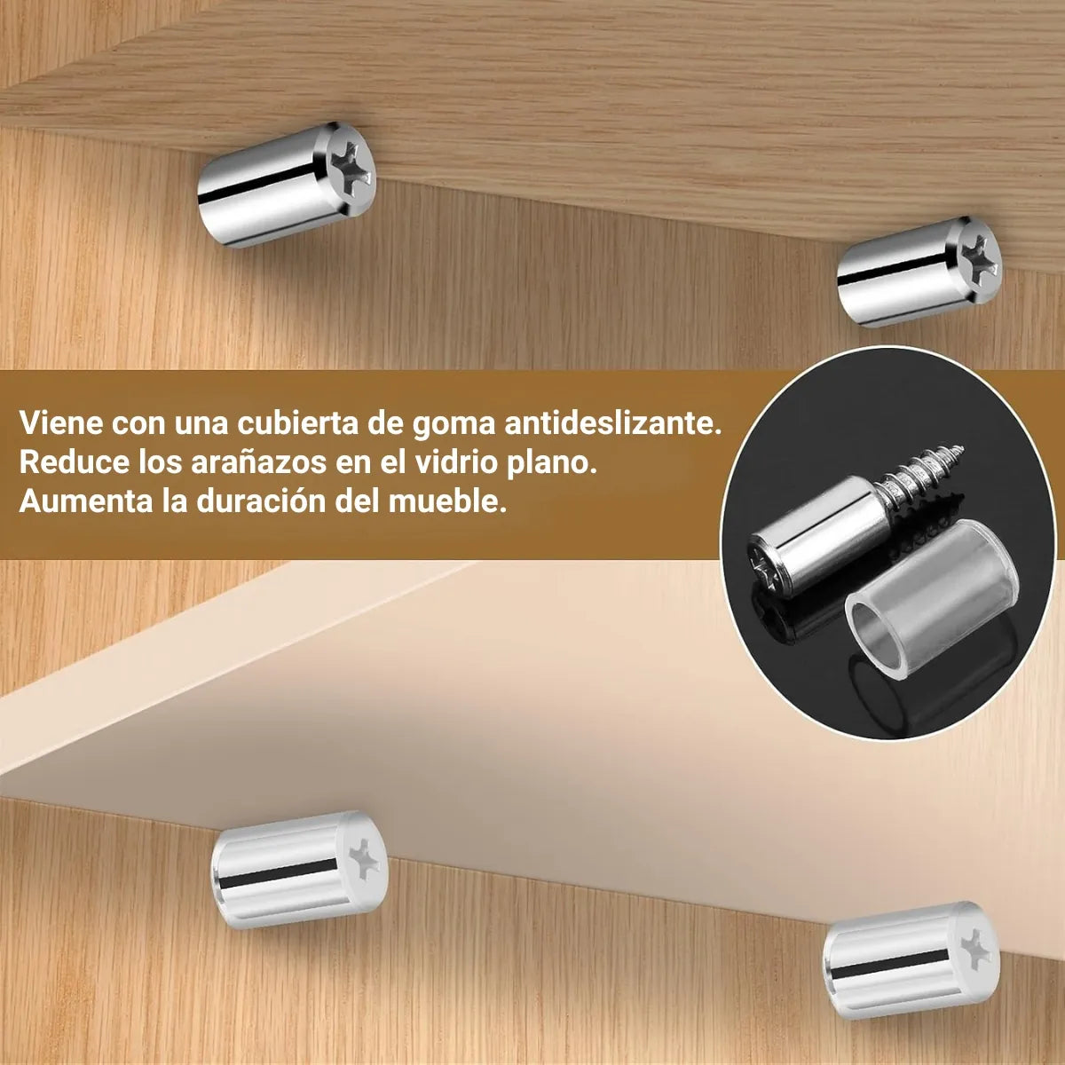 Soporte para Repisa con Tornillo y Goma 100 Unidades