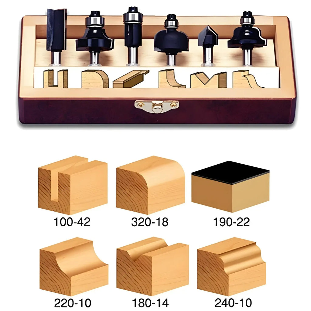 Juego de Fresas Multiuso 6 Piezas Vástago 1/4" Timberline TRS-240